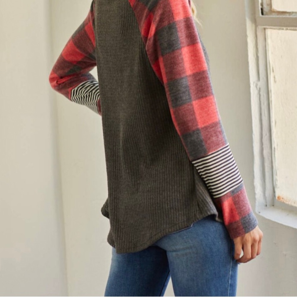 Plaid Baseball Style Top